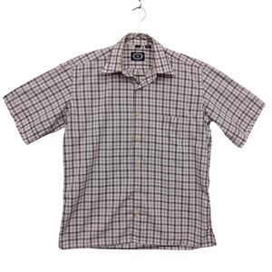 Vintage Scappino Sportivo Plaid Shirt Size Medium Short Sleeve Off White and Red